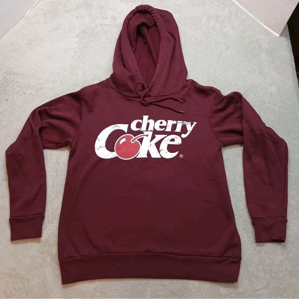 Coca Cola Cherry Coke Graphic Sweatshirt Hoodie Women Size XS Maroon Long Sleeve